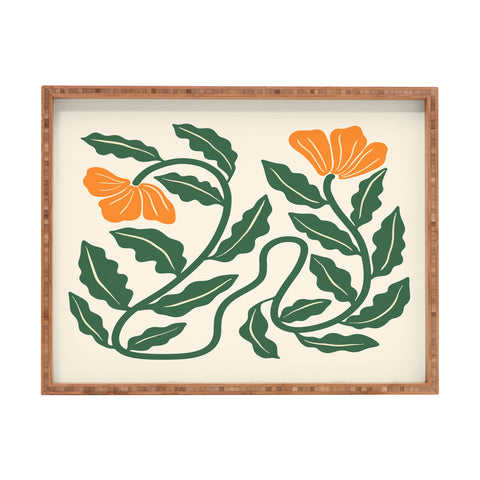 haleyum Midcentury Nasturtium on Vines Rectangular Tray