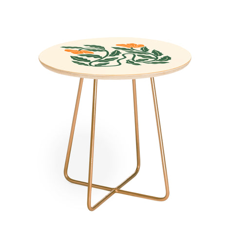 haleyum Midcentury Nasturtium on Vines Round Side Table