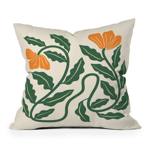 haleyum Midcentury Nasturtium on Vines Outdoor Throw Pillow