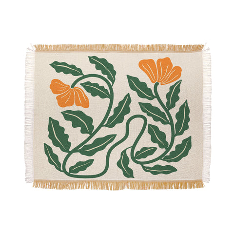 haleyum Midcentury Nasturtium on Vines Throw Blanket