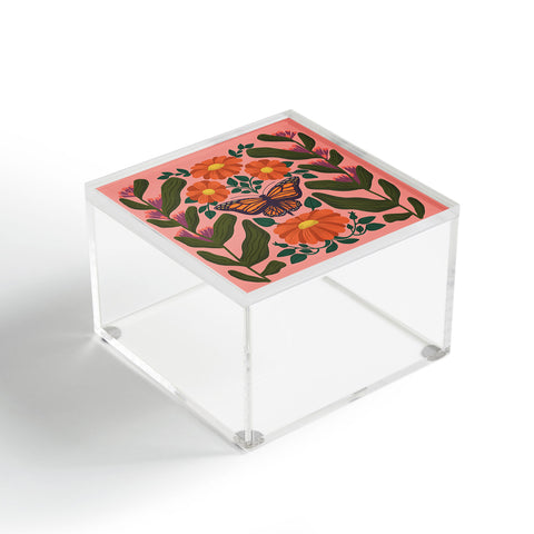 haleyum Monarch Butterfly and Milkweed Acrylic Box