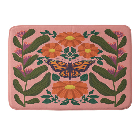 haleyum Monarch Butterfly and Milkweed Memory Foam Bath Mat
