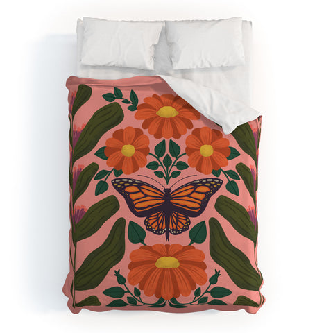 haleyum Monarch Butterfly and Milkweed Duvet Cover