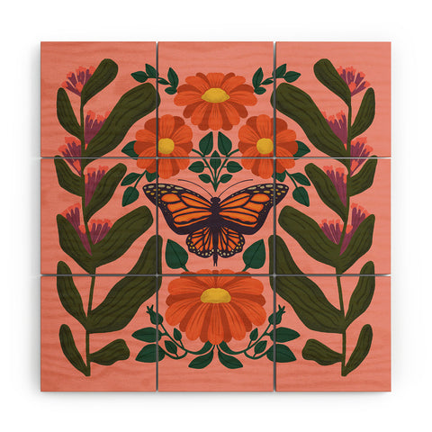 haleyum Monarch Butterfly and Milkweed Wood Wall Mural