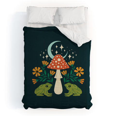 haleyum Moonlight frogs and mushrooms Comforter