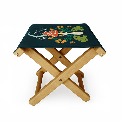 haleyum Moonlight frogs and mushrooms Folding Stool