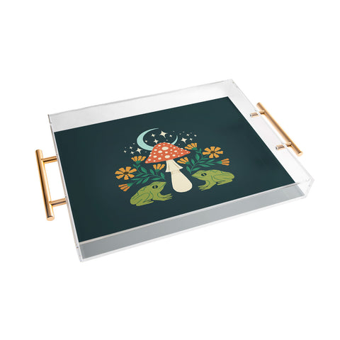 haleyum Moonlight frogs and mushrooms Acrylic Tray