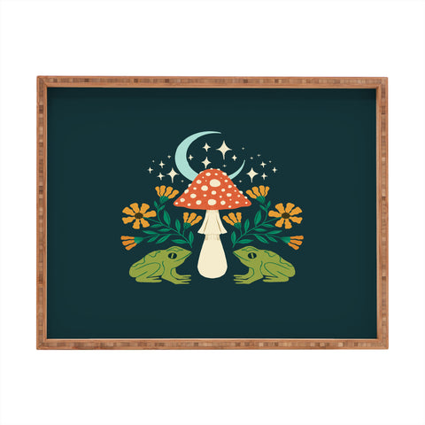 haleyum Moonlight frogs and mushrooms Rectangular Tray