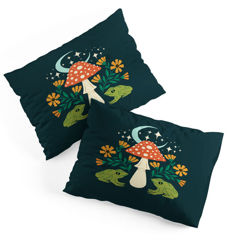 haleyum Moonlight frogs and mushrooms Pillow Shams