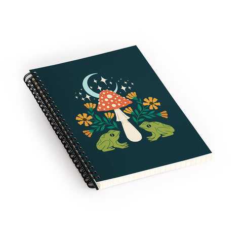 haleyum Moonlight frogs and mushrooms Spiral Notebook