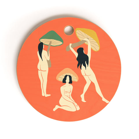 haleyum Mushroom Ladies Cutting Board Round