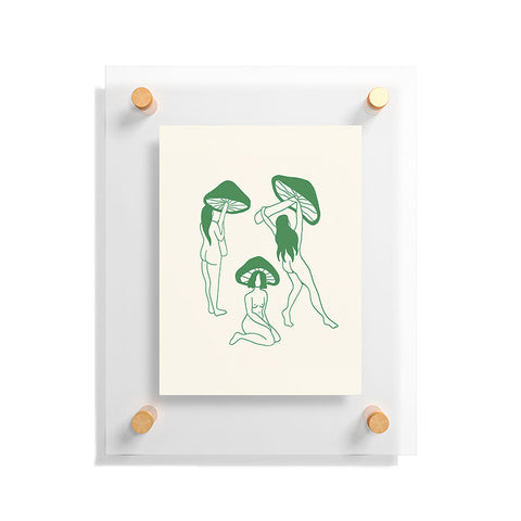 haleyum Mushroom Ladies Line Art Floating Acrylic Print