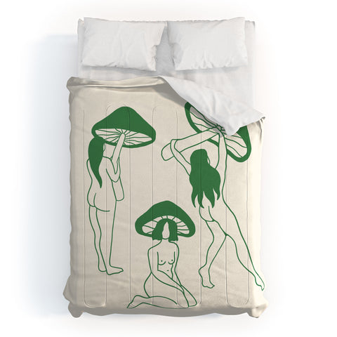 haleyum Mushroom Ladies Line Art Comforter