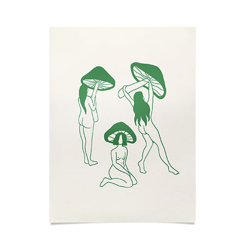 haleyum Mushroom Ladies Line Art Poster