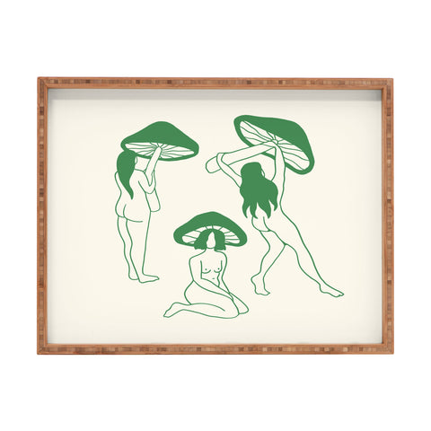 haleyum Mushroom Ladies Line Art Rectangular Tray