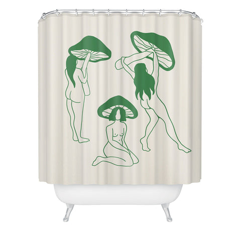 haleyum Mushroom Ladies Line Art Shower Curtain