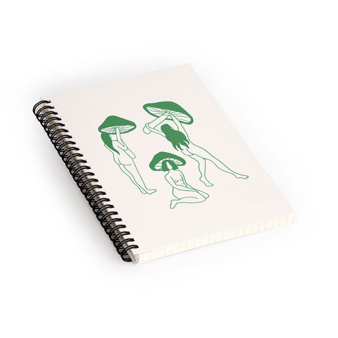 haleyum Mushroom Ladies Line Art Spiral Notebook