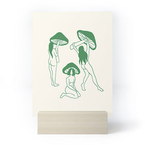haleyum Mushroom Ladies Line Art Mini Art Print