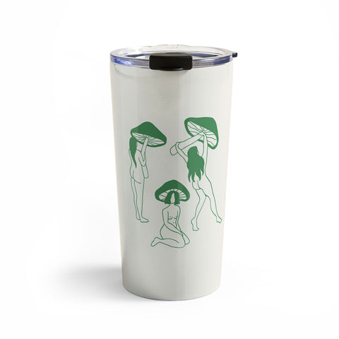 haleyum Mushroom Ladies Line Art Travel Mug