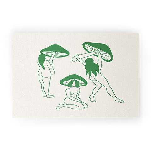 haleyum Mushroom Ladies Line Art Welcome Mat