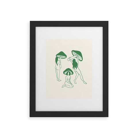haleyum Mushroom Ladies Line Art Framed Art Print