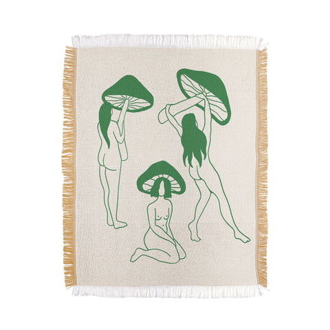 haleyum Mushroom Ladies Line Art Throw Blanket