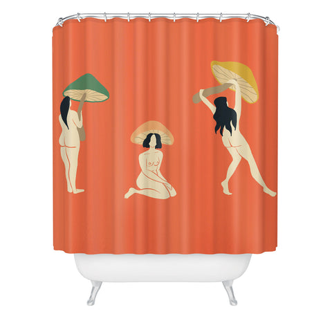 haleyum Mushroom Ladies Shower Curtain