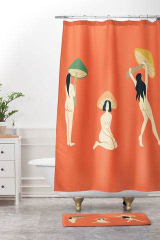 haleyum Mushroom Ladies Shower Curtain And Mat
