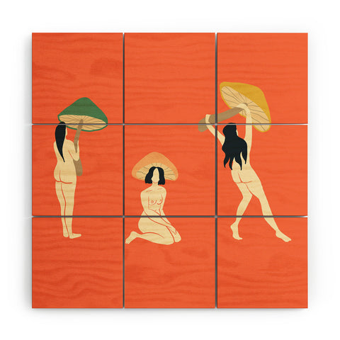 haleyum Mushroom Ladies Wood Wall Mural