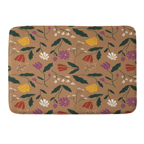 haleyum Pressed Flower Illustration Memory Foam Bath Mat