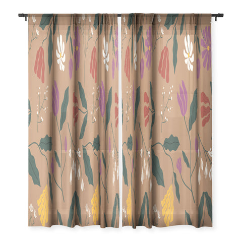haleyum Pressed Flower Illustration Sheer Non Repeat