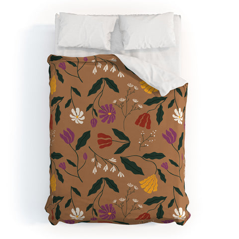 haleyum Pressed Flower Illustration Duvet Cover