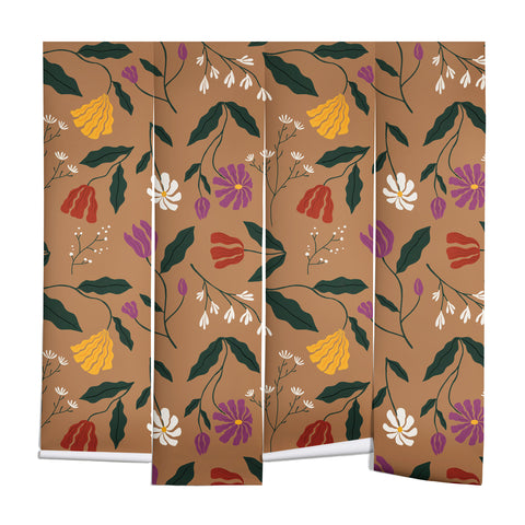 haleyum Pressed Flower Illustration Wall Mural