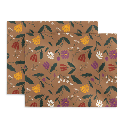 haleyum Pressed Flower Illustration Placemat