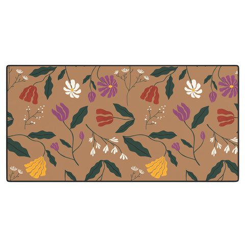 haleyum Pressed Flower Illustration Desk Mat