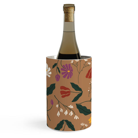 haleyum Pressed Flower Illustration Wine Chiller