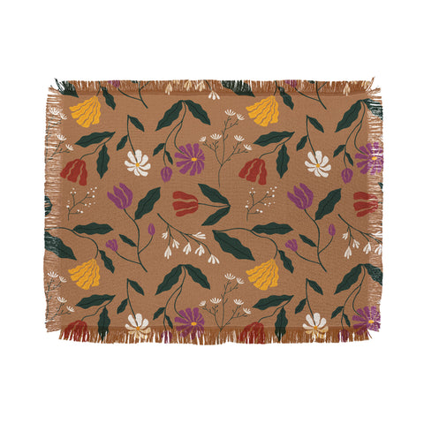 haleyum Pressed Flower Illustration Throw Blanket