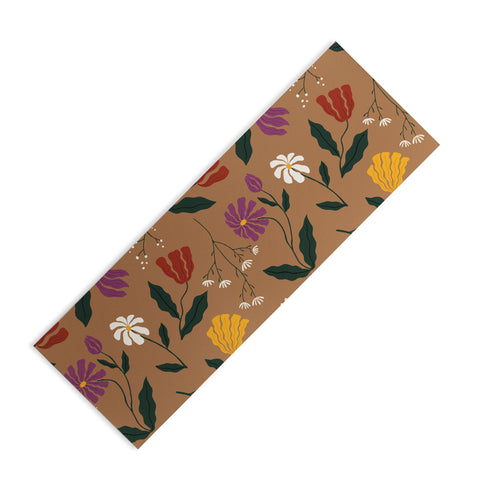 haleyum Pressed Flower Illustration Yoga Mat
