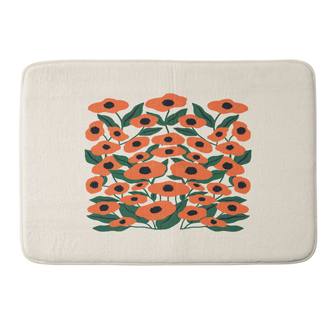 haleyum Red Poppy Garden 2 Memory Foam Bath Mat
