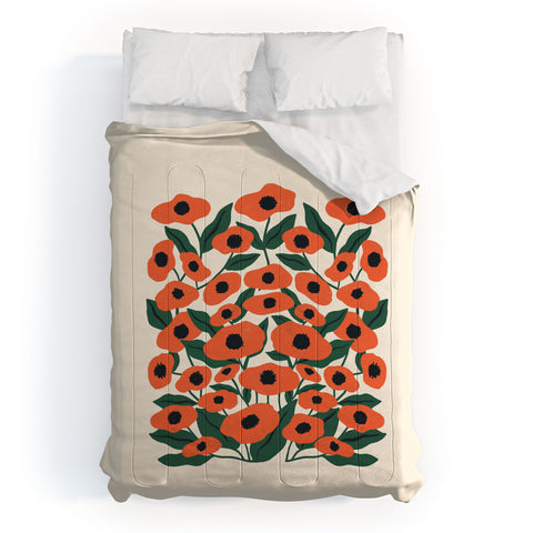 haleyum Red Poppy Garden 2 Comforter
