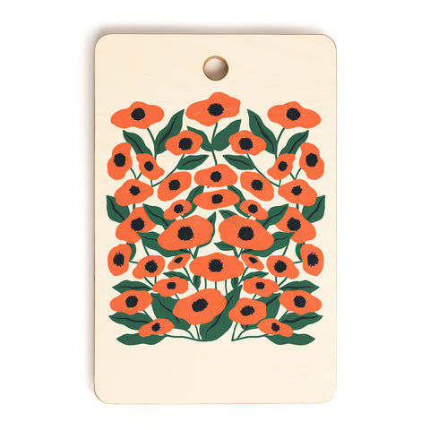 haleyum Red Poppy Garden 2 Cutting Board Rectangle