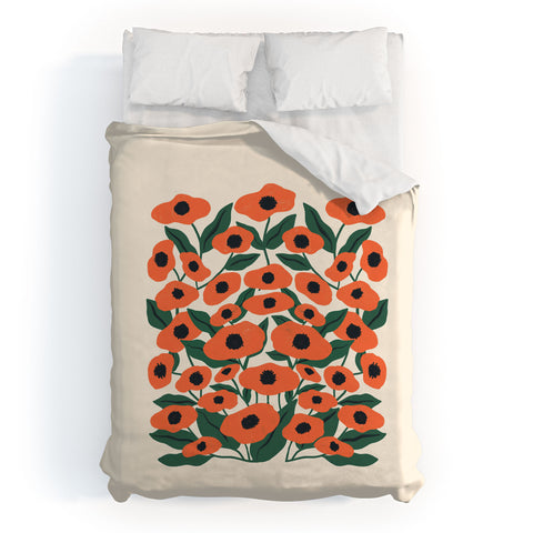 haleyum Red Poppy Garden 2 Duvet Cover