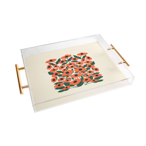 haleyum Red Poppy Garden 2 Acrylic Tray