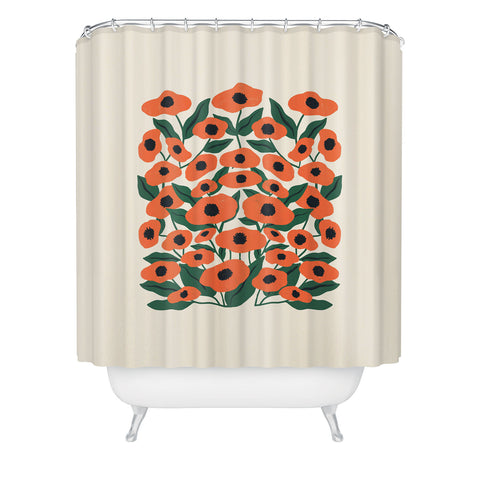 haleyum Red Poppy Garden 2 Shower Curtain