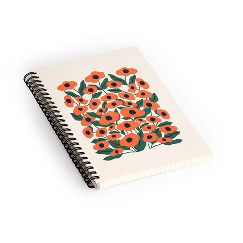 haleyum Red Poppy Garden 2 Spiral Notebook