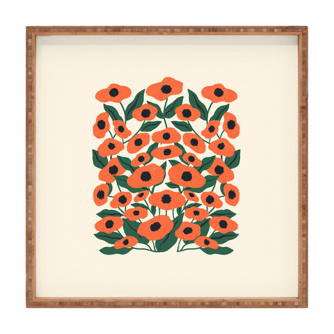 haleyum Red Poppy Garden 2 Square Tray