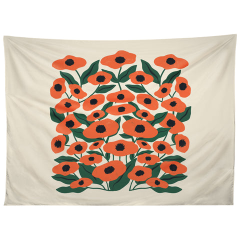 haleyum Red Poppy Garden 2 Tapestry