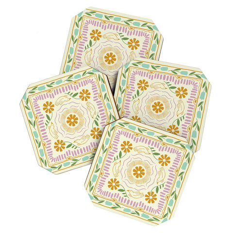 haleyum Scandinavian Dove Pattern Coaster Set