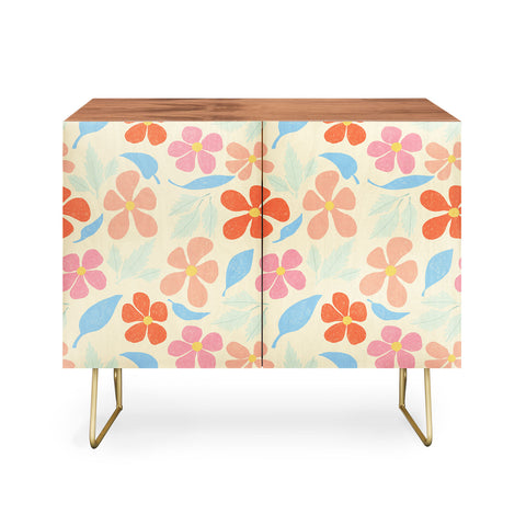 haleyum Tropical Vintage Flowers Credenza