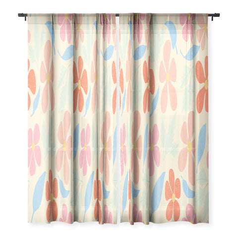 haleyum Tropical Vintage Flowers Sheer Non Repeat
